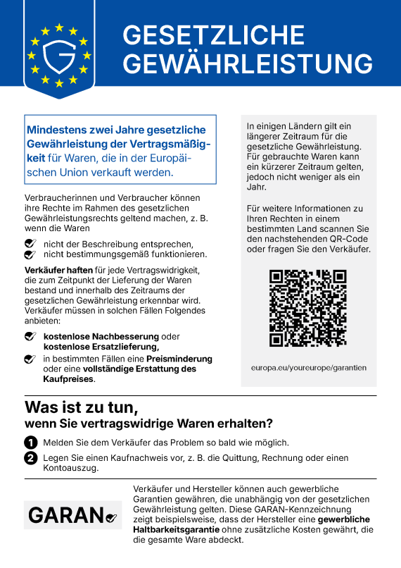Hinweis der Europäischen Union zur gesetzlichen Gewährleistung
