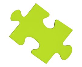 Ein grünes Puzzleteil
