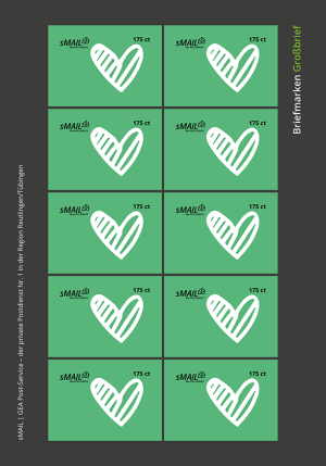 sMail Briefmarken für Grossbriefe Motiv Herz (grün)