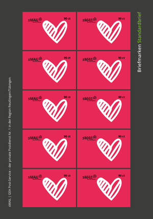 sMail Briefmarken für Standardbriefe Motiv Herz (rot)