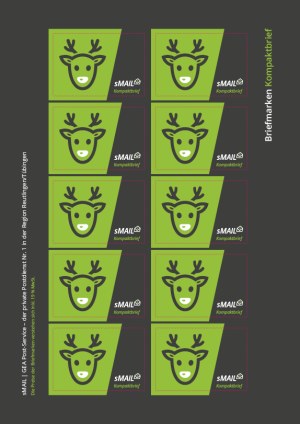sMail Weihnachtsbriefmarken für Kompaktbriefe mit einem Rentier als Motiv