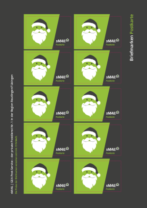 sMail Weihnachtsbriefmarken für Postkarten mit dem Weihnachtsmann als Motiv