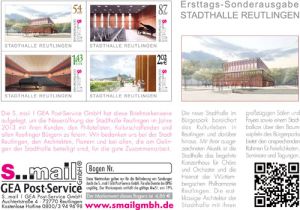 sMail Sonderbriefmarken Stadthalle (Set 17) mit Bilder der reutlinger Stadthalle