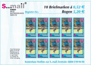 sMail Sonderbriefmarken Radler (Set 35: 52 ct) eine Person die Fahrrad fährt