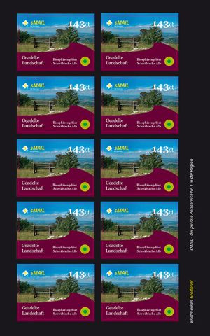 sMail Sonderbriefmarken (Set 6: 143 ct) eine Bank auf einem Hügel