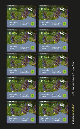 sMail Sonderbriefmarken (Set 8: 69 ct) mit lila Blumen darauf