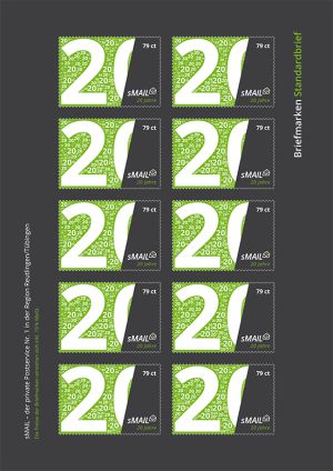 sMail Briefmarken zum Jubiläum 2019 (Set 1: 79 ct)
