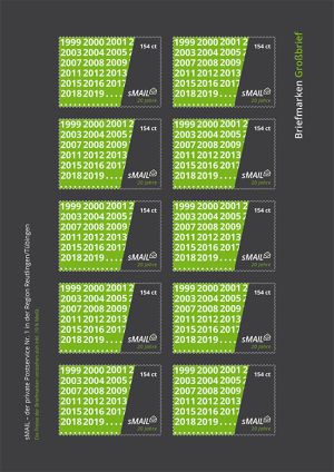 sMail Briefmarken zum Jubiläum 2019 (Set 3: 154 ct)